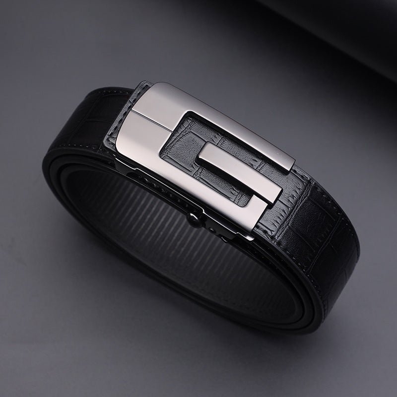 Men’s Genuine Leather Toothless Automatic Belt