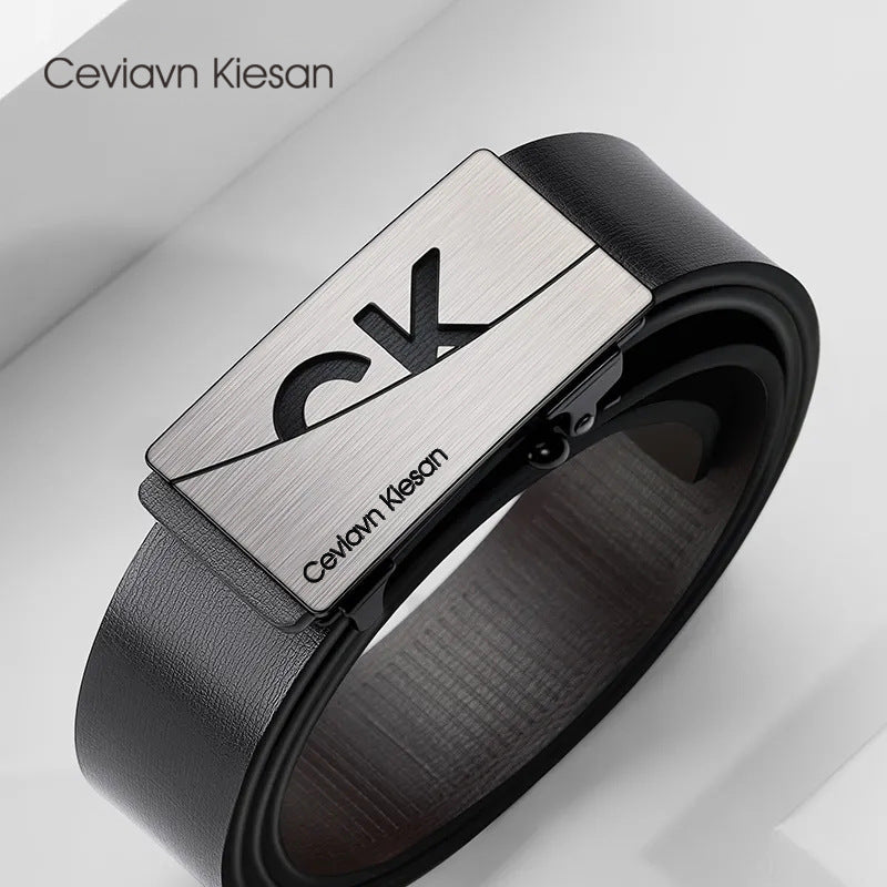 Men’s Toothless Automatic Cowhide Leather Belt