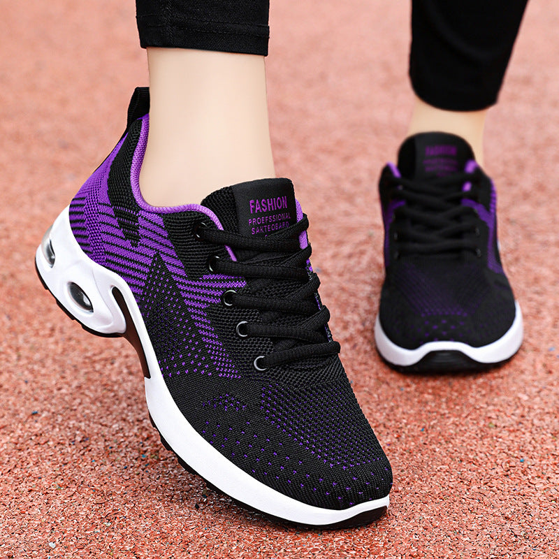 Air Cushion Breathable Lace Up Running Shoes