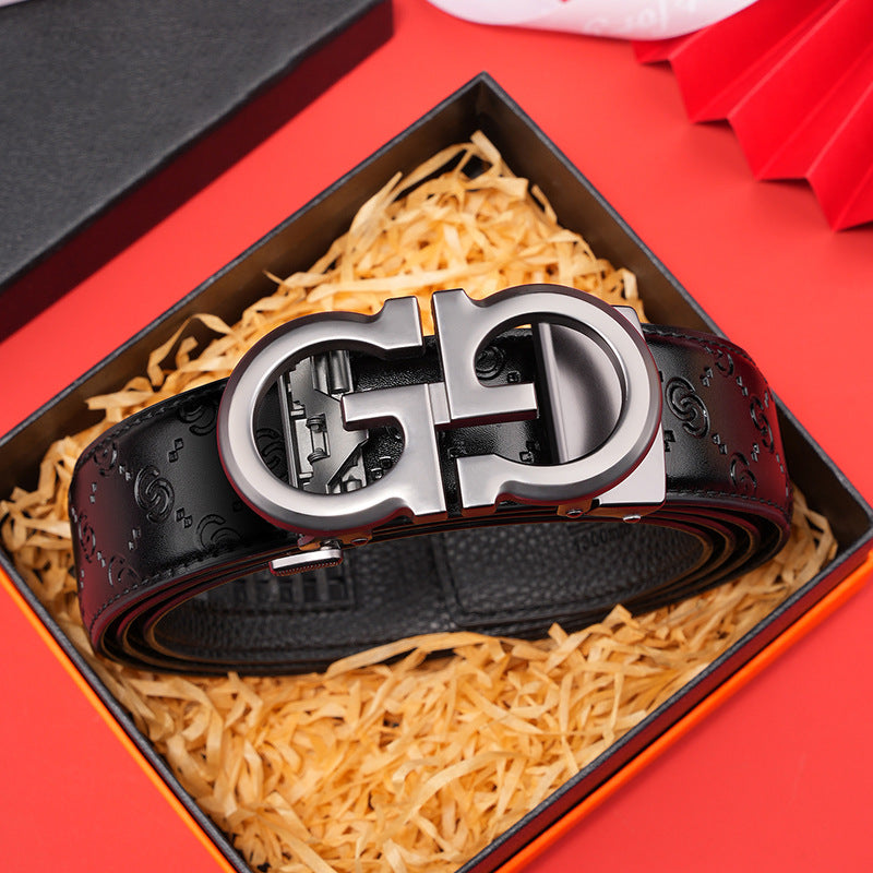 Men’s Genuine Leather Automatic Buckle Belt