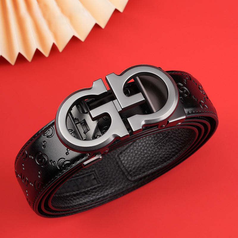 Men’s Genuine Leather Automatic Buckle Belt