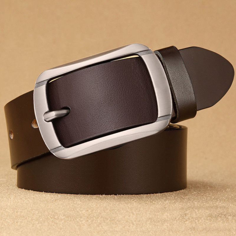 Men’s Retro Cowhide Leather Pin Buckle Belt