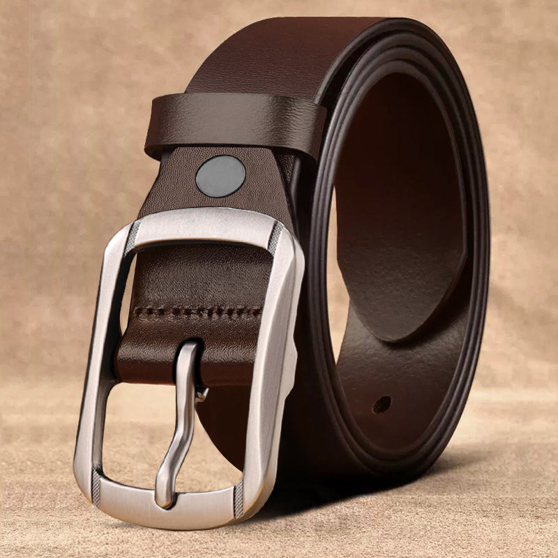 Men’s Retro Cowhide Leather Pin Buckle Belt