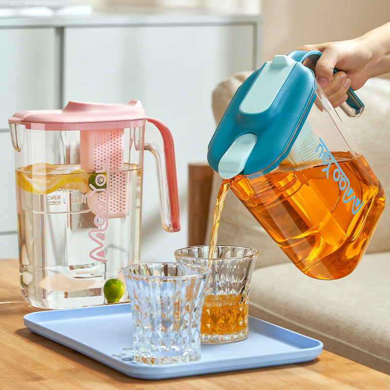 Cold Water Kettle with Tea Drain Large Capacity Plastic Jug
