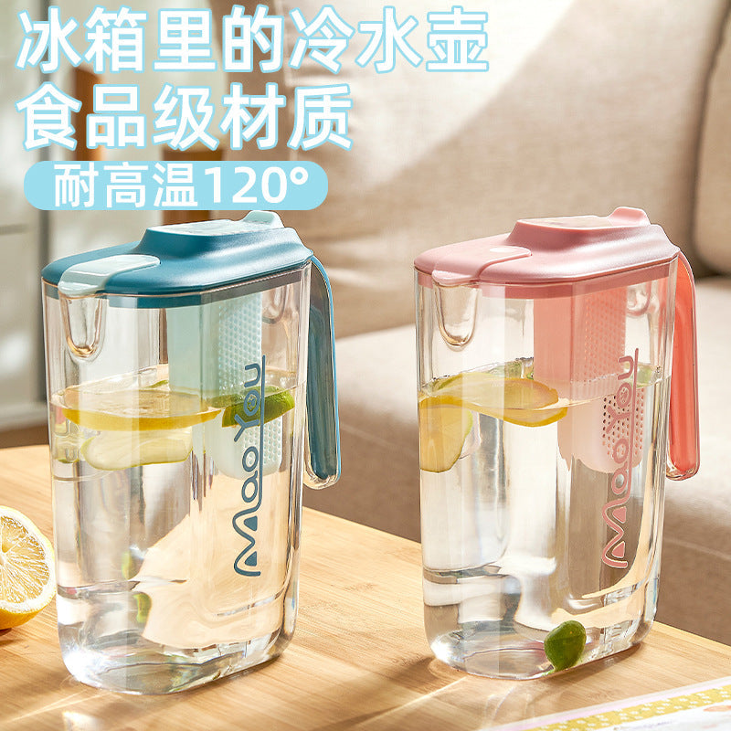 Cold Water Kettle with Tea Drain Large Capacity Plastic Jug