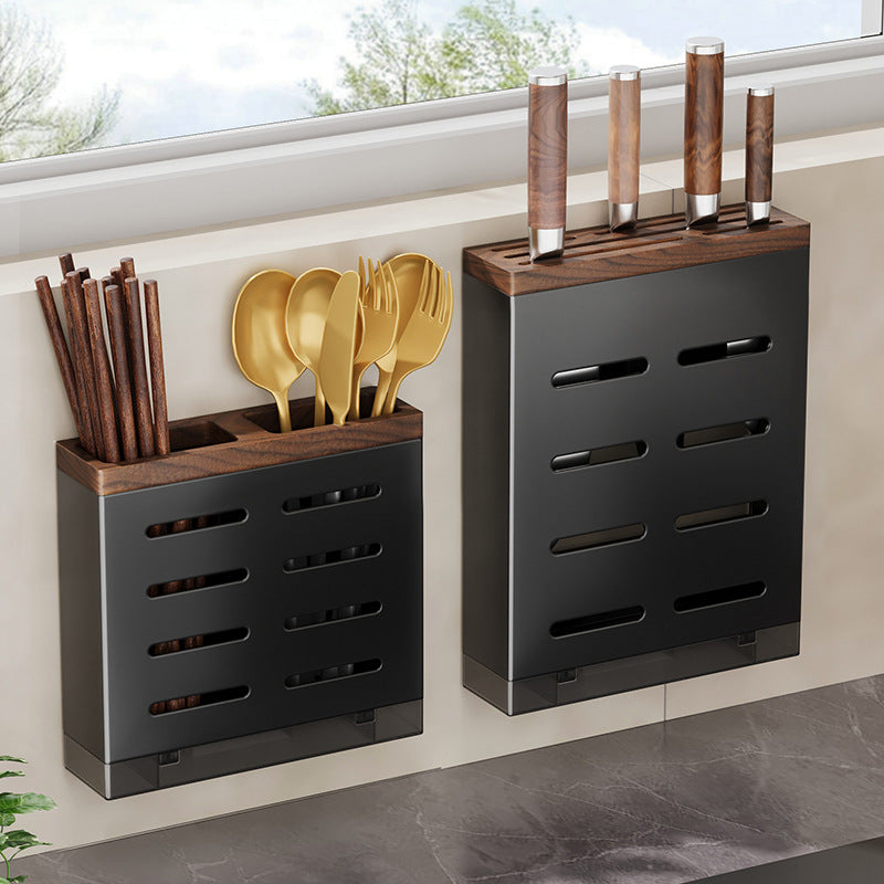 Walnut Knife Holder Wall Mounted Storage Rack Chopstick Rack