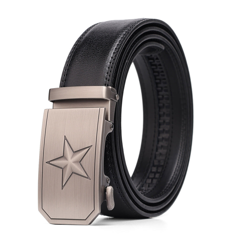 Men’s Cowhide Leather Automatic Buckle Belt