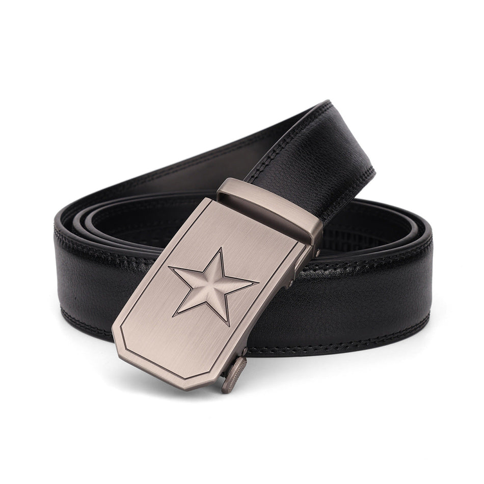 Men’s Cowhide Leather Automatic Buckle Belt