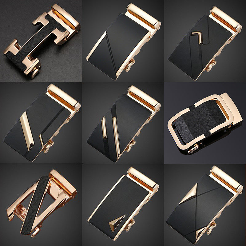 Men’s Automatic Leather Belt with Alloy Letter Buckle