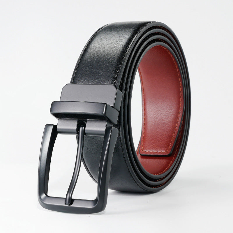 Double-Sided Men’s Cowhide Rotatable Pin Belt