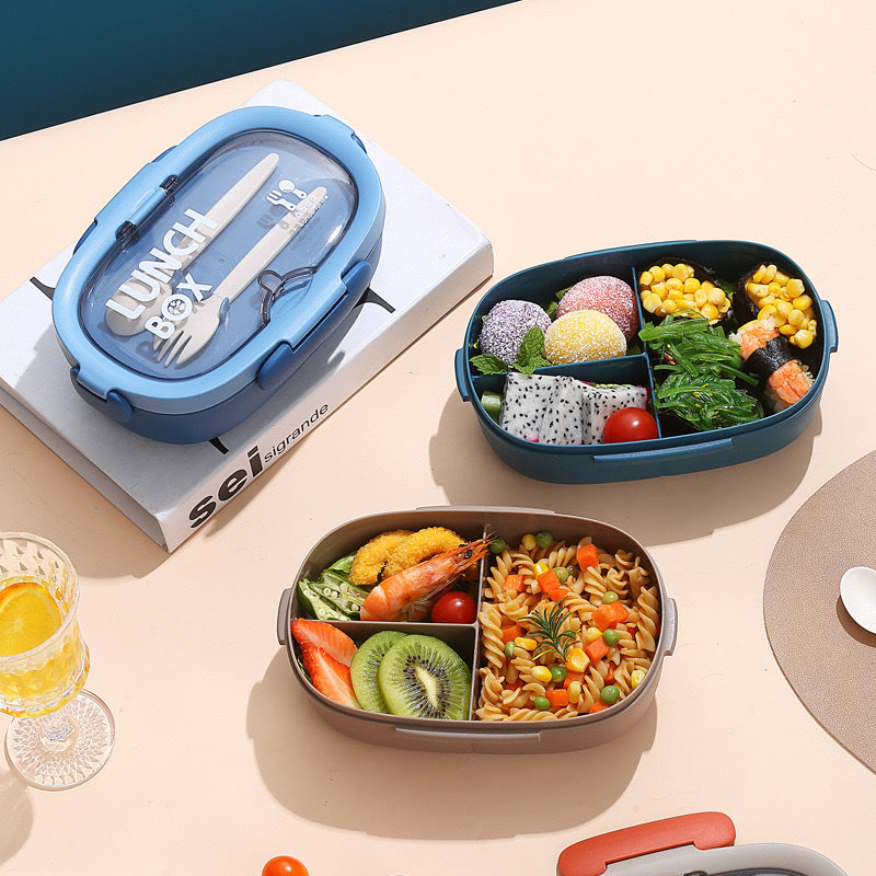 Portable Compartment Oval Lunch Box Set with Water Cup