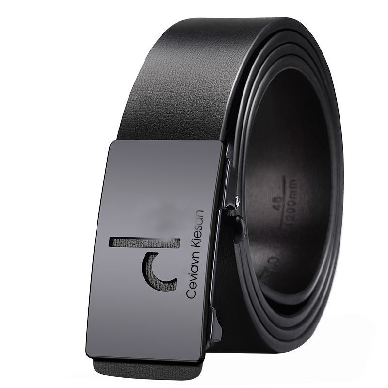 Men’s Leather Toothless Automatic Buckle Belt