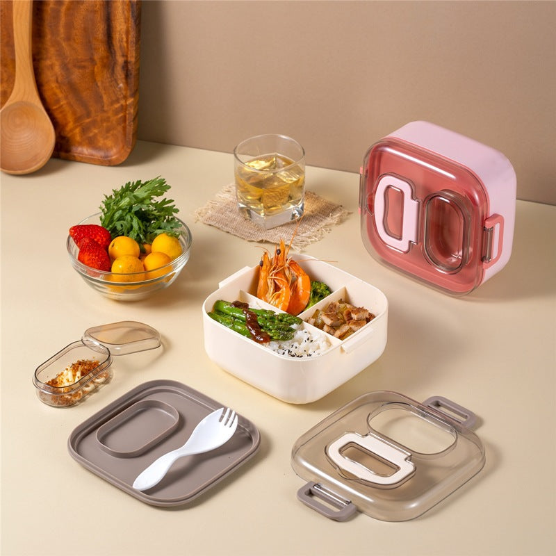Square Compartment Lunch Box Microwave Safe Portable Meal