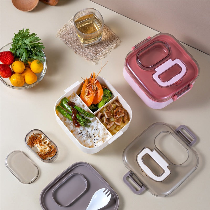 Square Compartment Lunch Box Microwave Safe Portable Meal