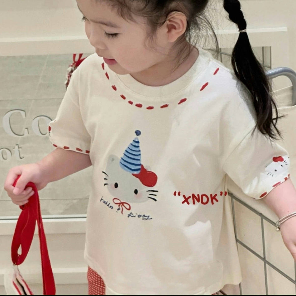 Girls White Cartoon T-Shirt Summer 2026