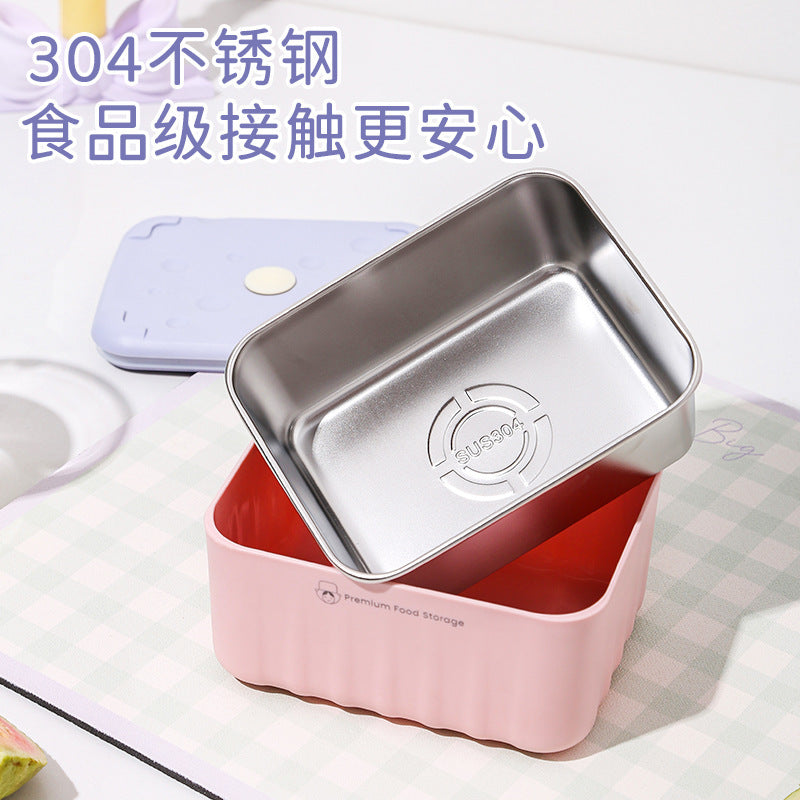 304 Stainless Steel Lunch Box Microwave Safe Sealed Fresh Keeper
