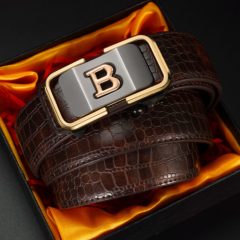 First-Layer Cowhide Men’s Automatic Leather Belt