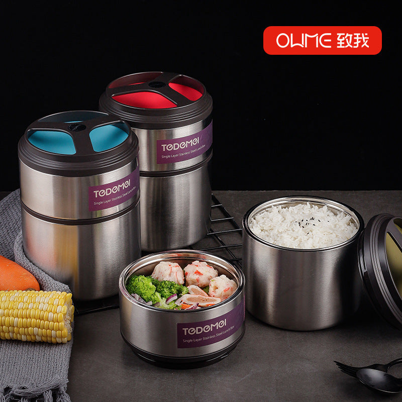 304 Stainless Steel Vacuum Insulated Round Lunch Box Portable