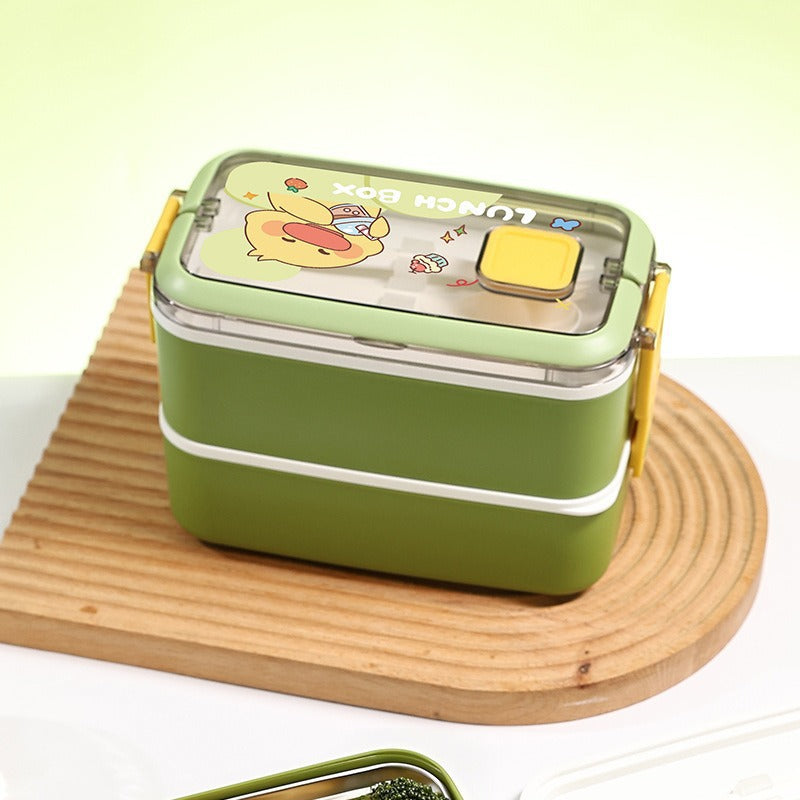 304 Stainless Steel Kids Lunch Box Double Layer Microwave Safe