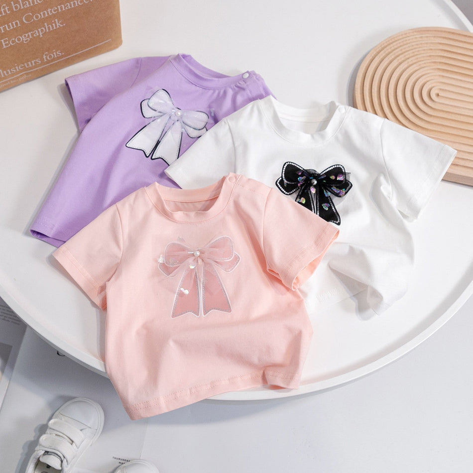 Girls Bow Cotton T-Shirt Summer 2026