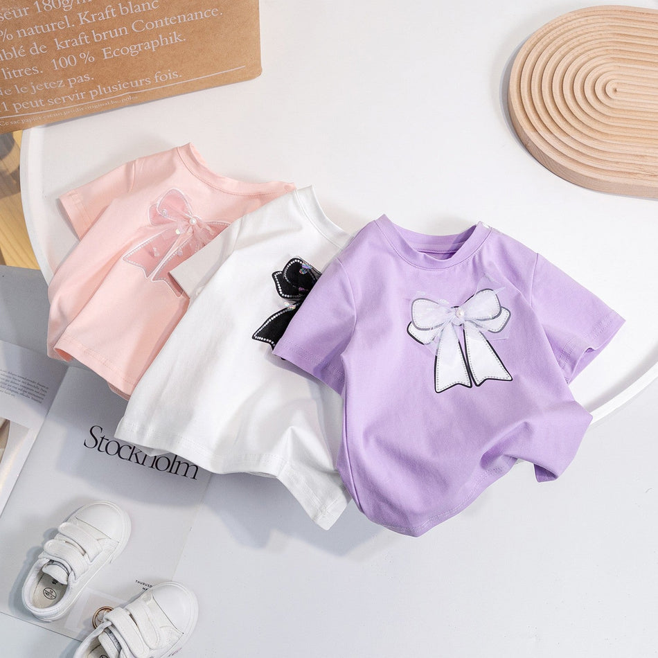 Girls Bow Cotton T-Shirt Summer 2026
