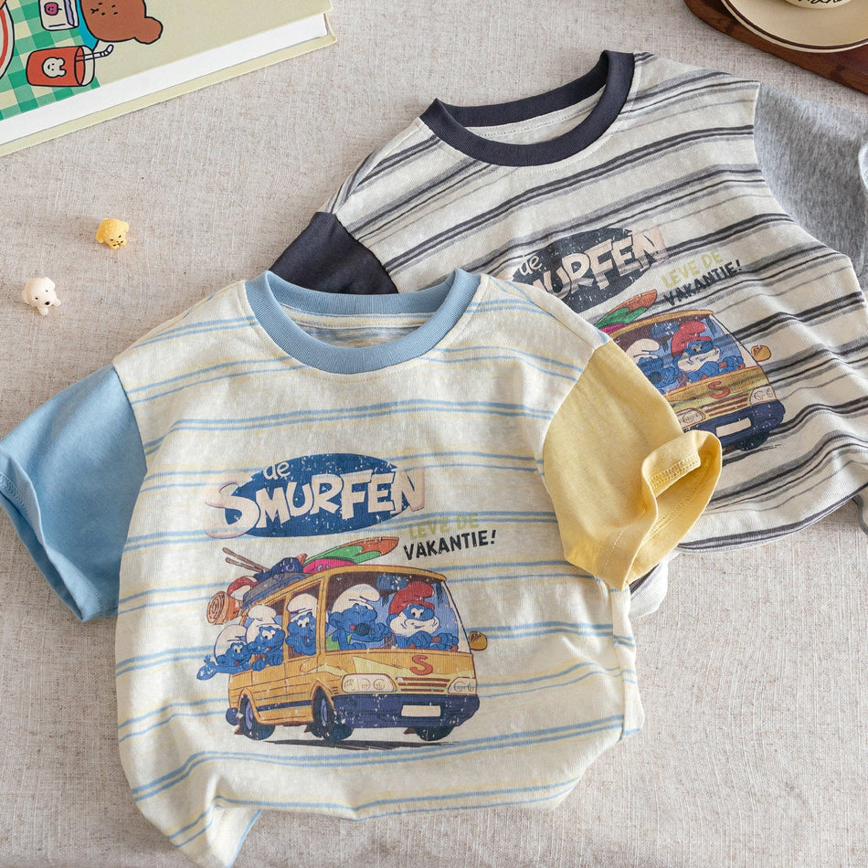 Boys Cartoon Striped T-Shirt Summer 2026