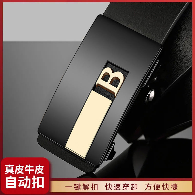 Men’s Genuine Leather Toothless Automatic Belt – Casual & Trendy