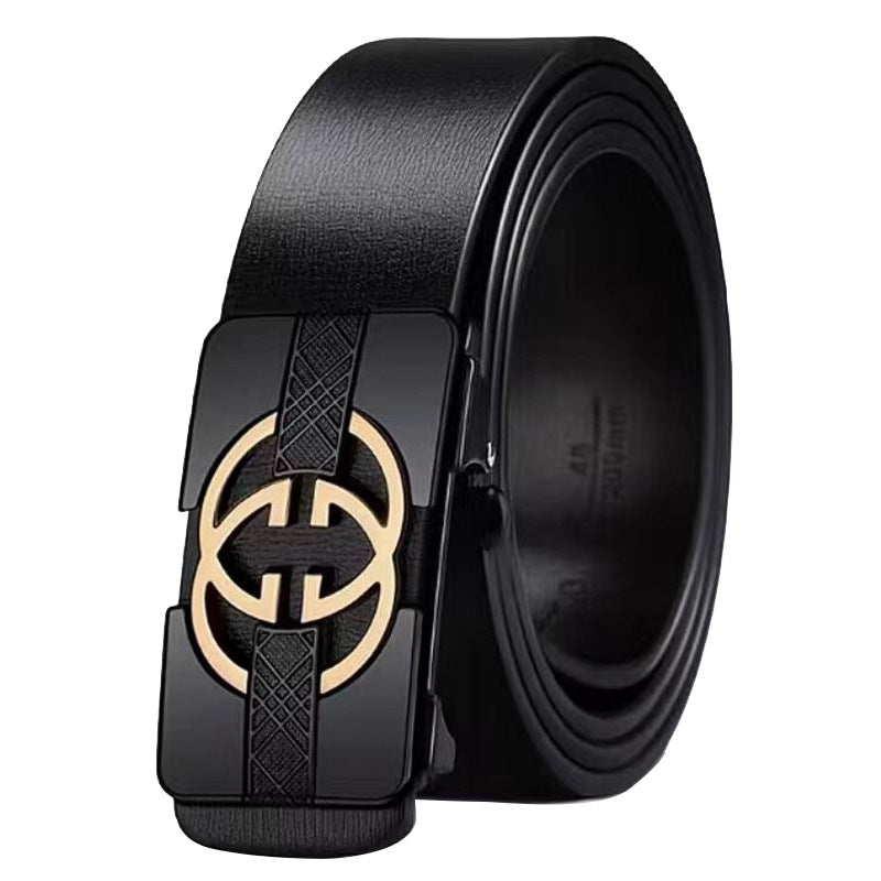 Men’s Korean-Style Leather Belt – Toothless Automatic Buckle