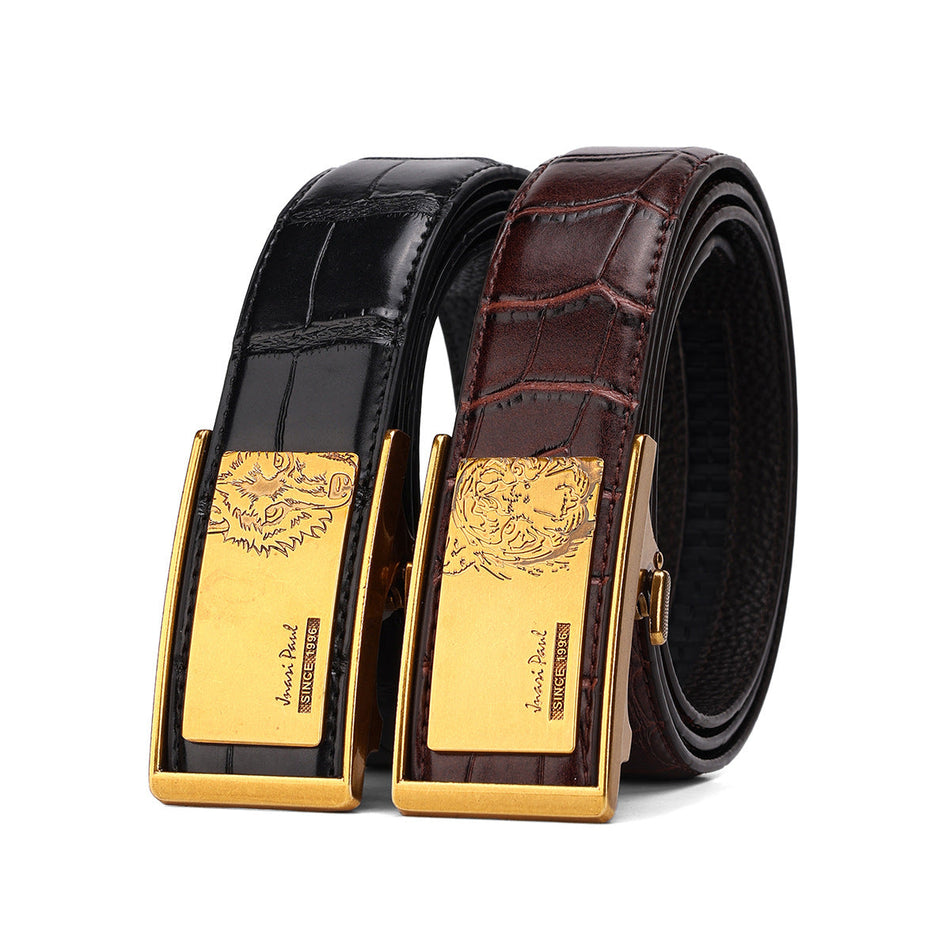 Men’s First-Layer Leather Automatic Buckle Belt – Classic