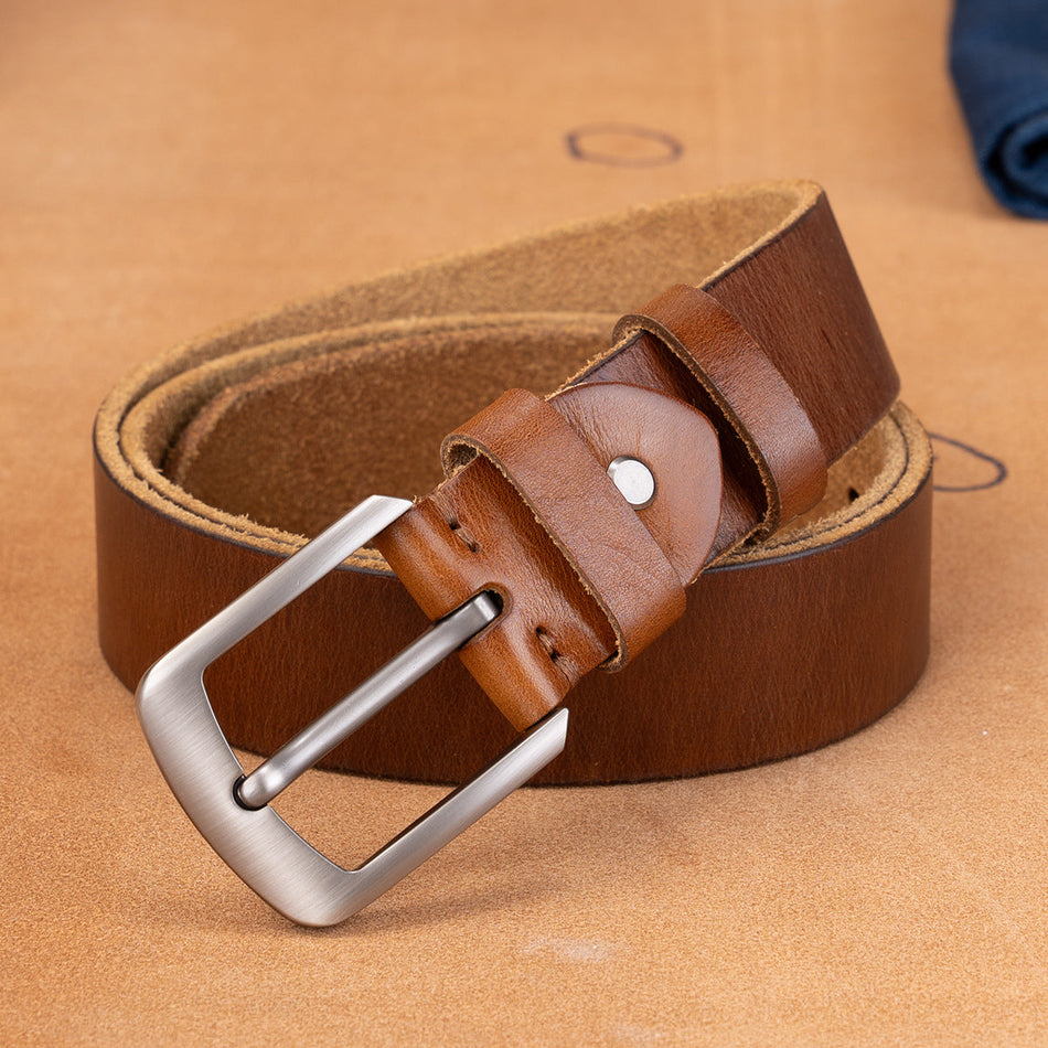 Men’s Retro Cowhide Leather Pin Buckle Belt – Classic Style