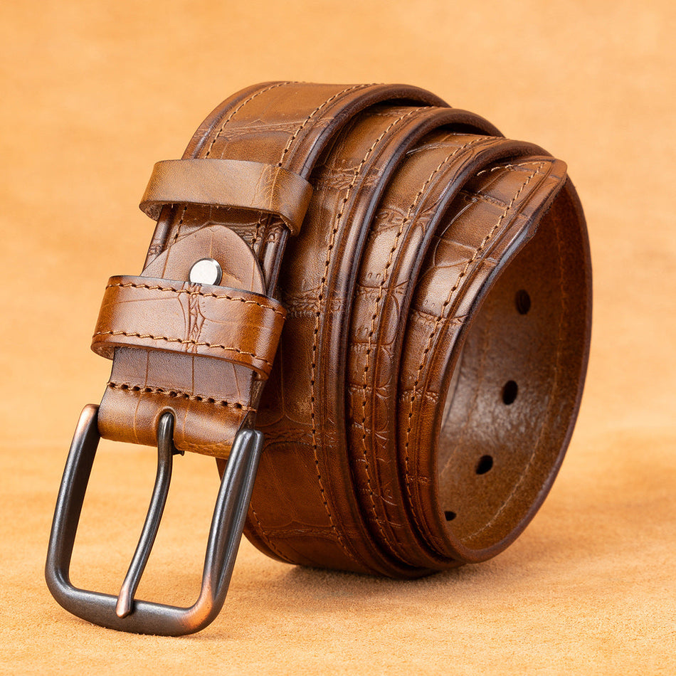 Men’s First Layer Cowhide Pin Buckle Belt – Classic Casual