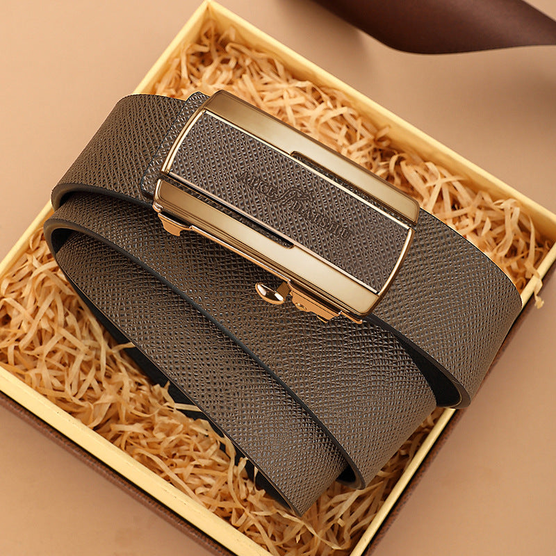 Men’s Genuine Leather Automatic Buckle Belt – Trendy