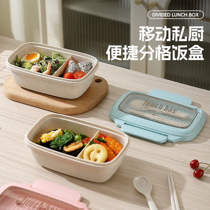 Wheat Straw Compartment Lunch Box Microwave Safe Salad Box Sealed