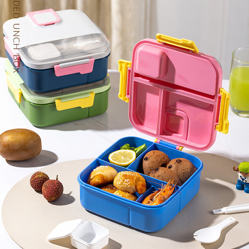 Food Grade Plastic Lunch Box With Tableware Sealed Salad Box