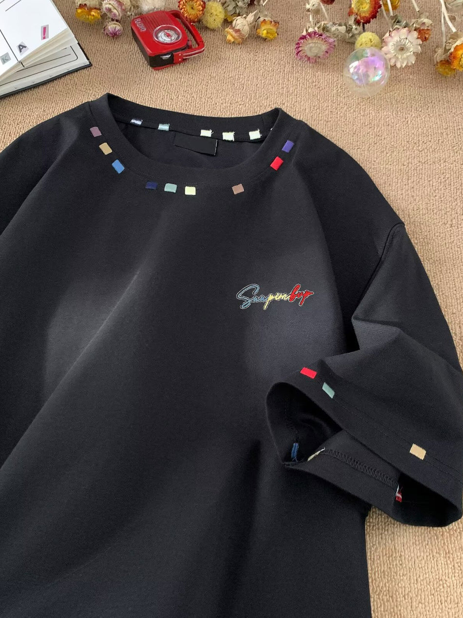 Retro Embroidered T-Shirt – Trendy Summer Couple Style