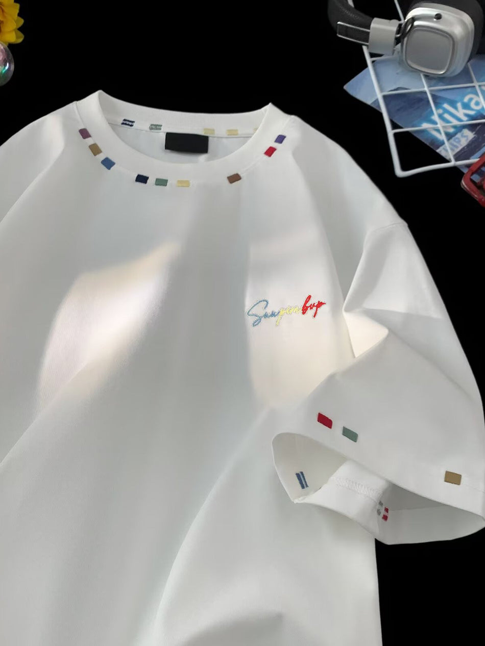 Retro Embroidered T-Shirt – Trendy Summer Couple Style