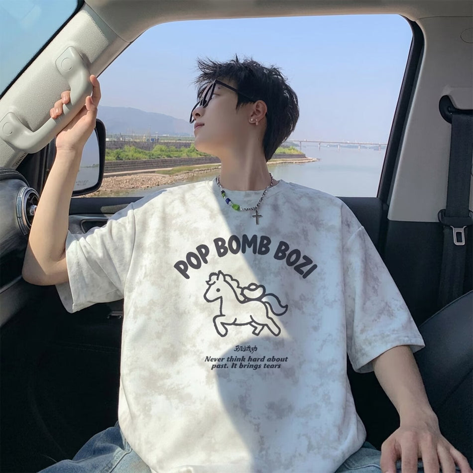 Men & Women Tie-Dye Cartoon T-Shirt – Trendy Summer Top
