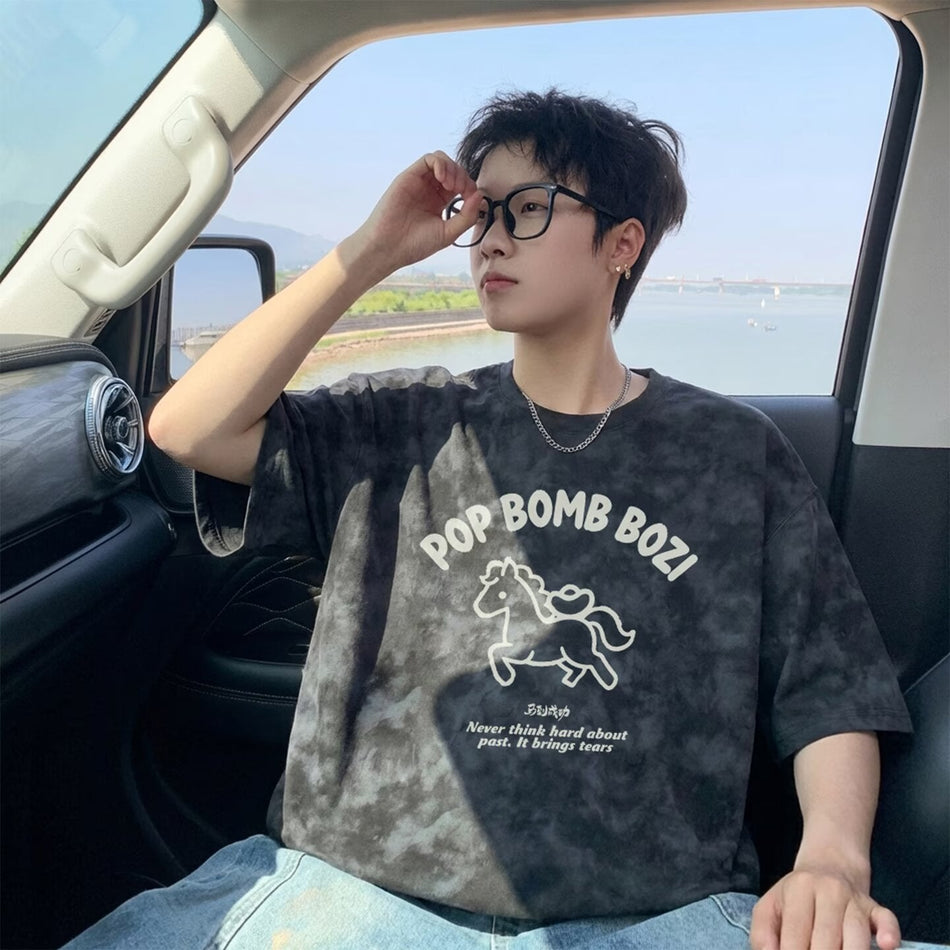 Men & Women Tie-Dye Cartoon T-Shirt – Trendy Summer Top