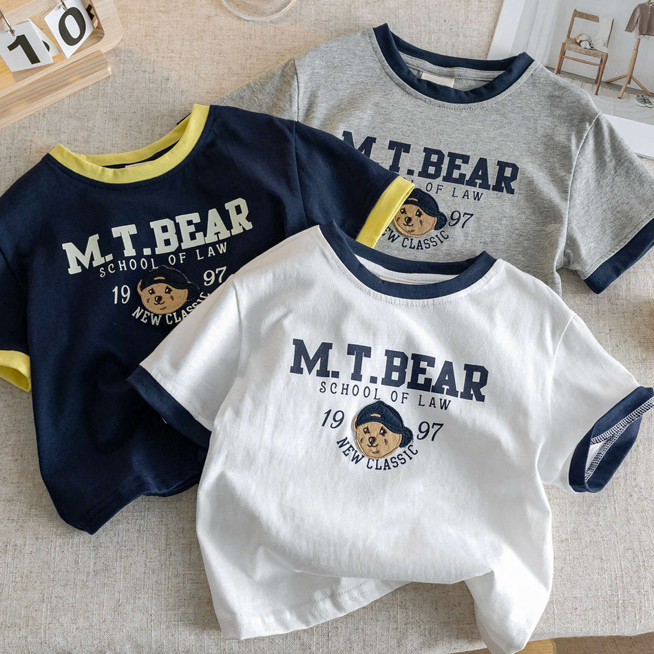Kids Cartoon Bear Cotton T-Shirt Summer 2026