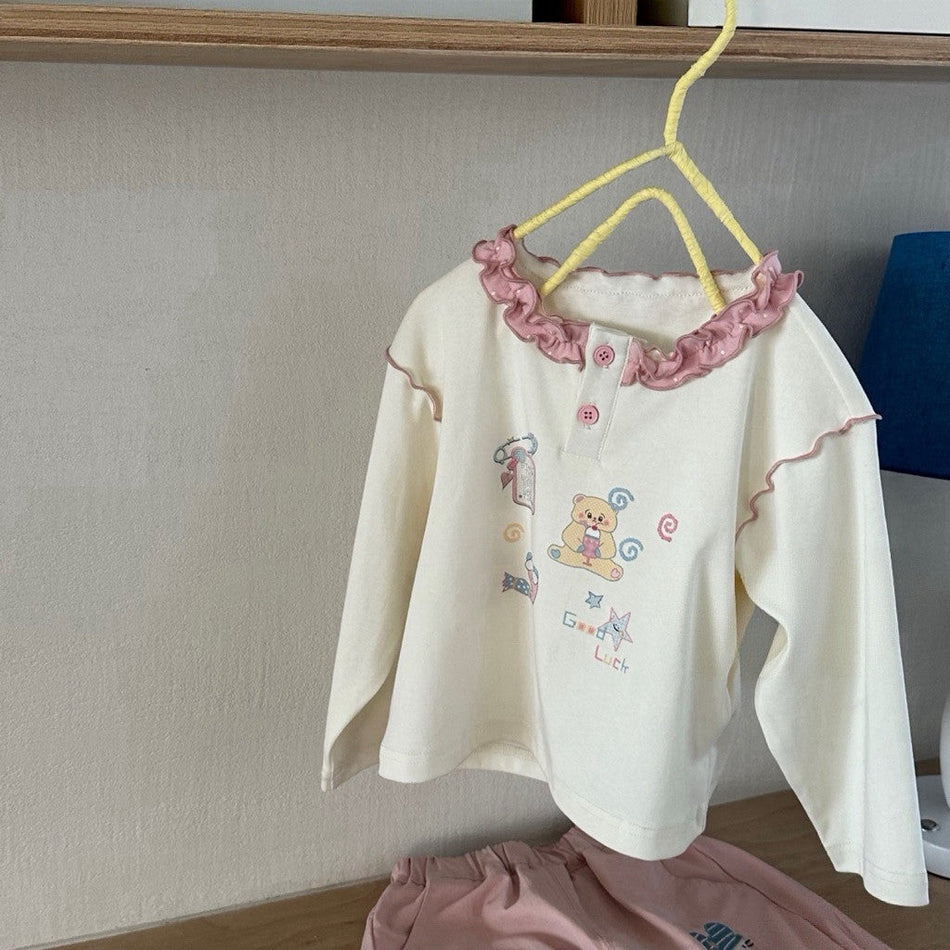 Girls Cartoon Bear Long-Sleeve T-Shirt 2026
