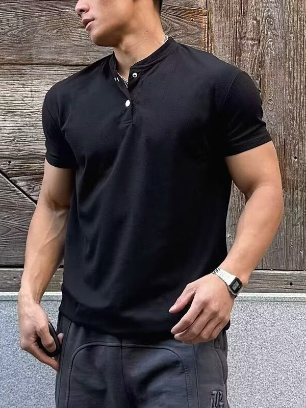 Men’s Henley Collar Waffle T-Shirt – Slim Summer Casual