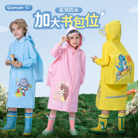 Premium 3D Cartoon Kids' Raincoat with Backpack Space