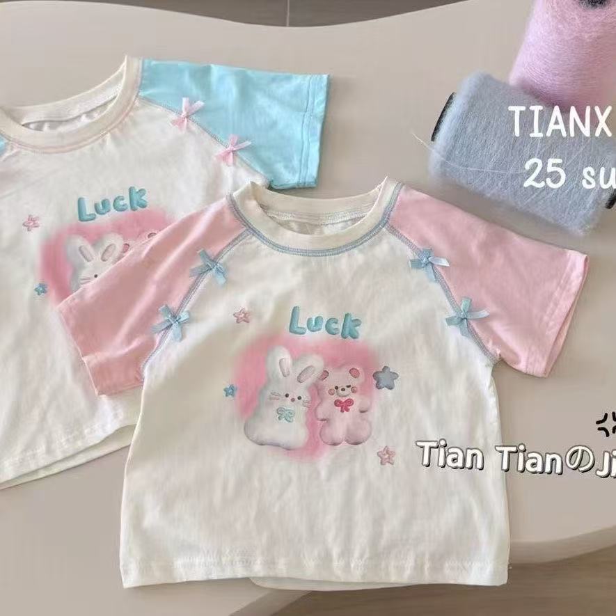 Girls Bow Cotton Short-Sleeve T-Shirt Summer 2026