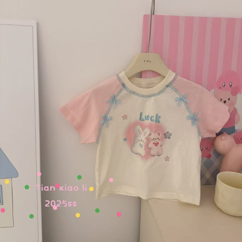 Girls Bow Cotton Short-Sleeve T-Shirt Summer 2026