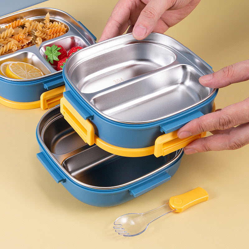 Layered Stainless Steel Insulated Lunch Box Sealed With Tableware