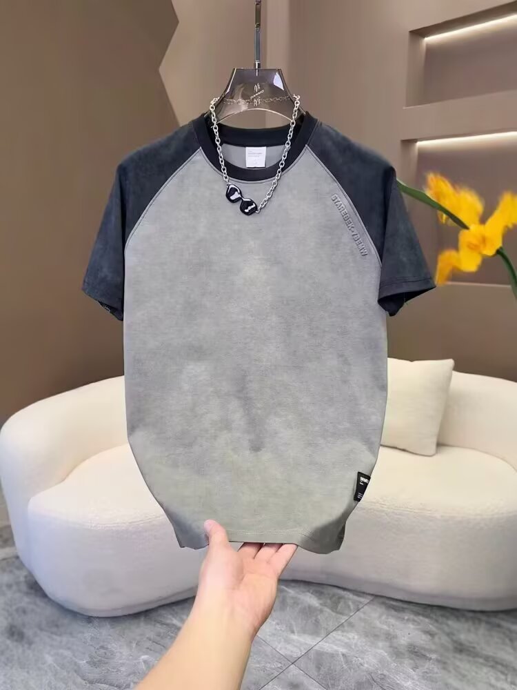 Men’s Color-Match Printed T-Shirt – Summer Casual Loose