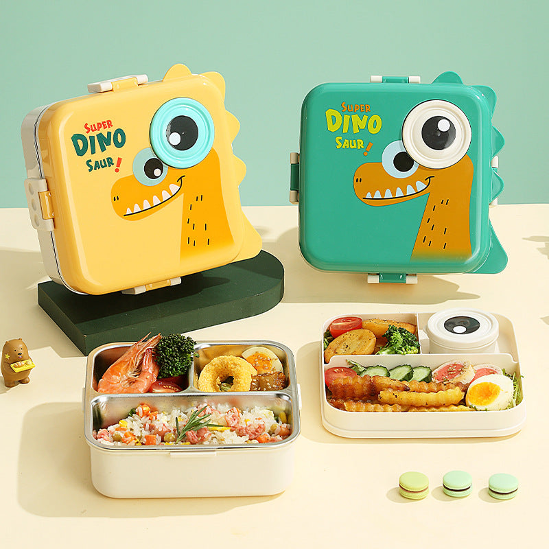 304 Stainless Steel Cartoon Three Compartment Lunch Box Portable
