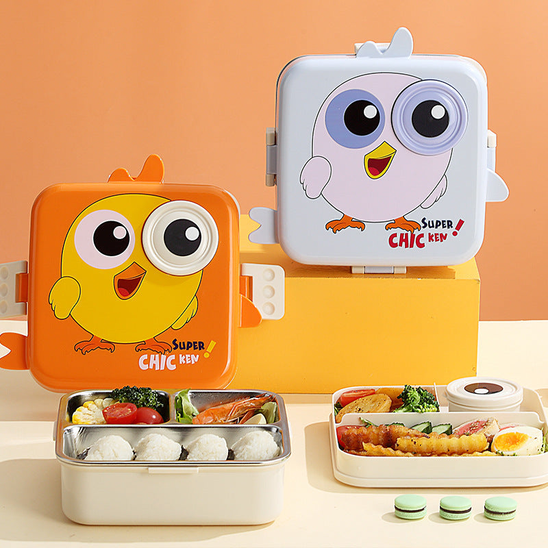 304 Stainless Steel Cartoon Three Compartment Lunch Box Portable