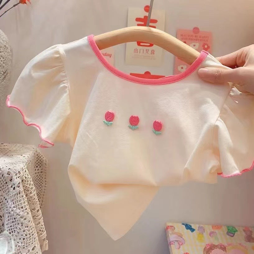 Girls Bow Puff Sleeve T-Shirt Summer 2026