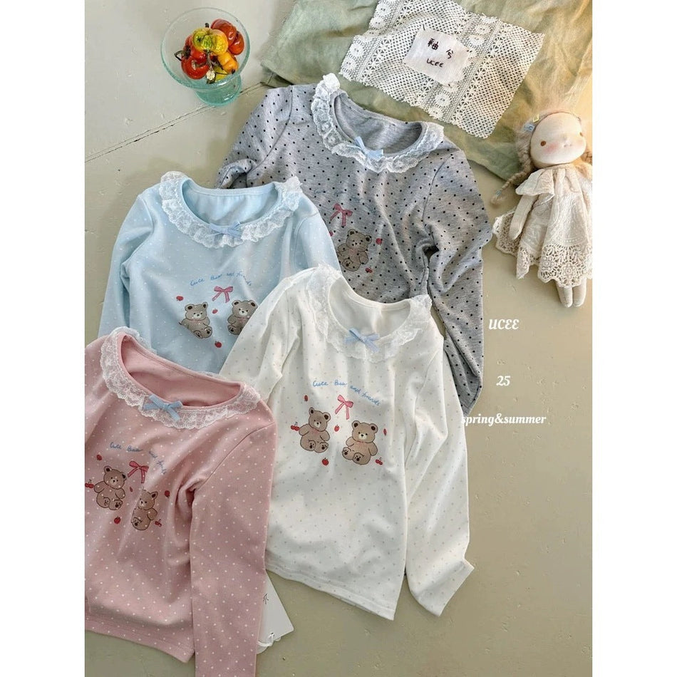 Girls Lace Cartoon Long-Sleeve T-Shirt Spring 2026